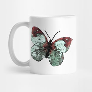 Painted White and Red Butterfly Garden Mug